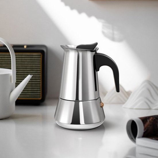 Italienische Espressomaschine 100 Ml Fassungsvermögen Für 2 Tassen Kaffeemaschine Kaffeekanne Kaffeebrühkännchen Edelstahl Geeignet Für Und Feuer