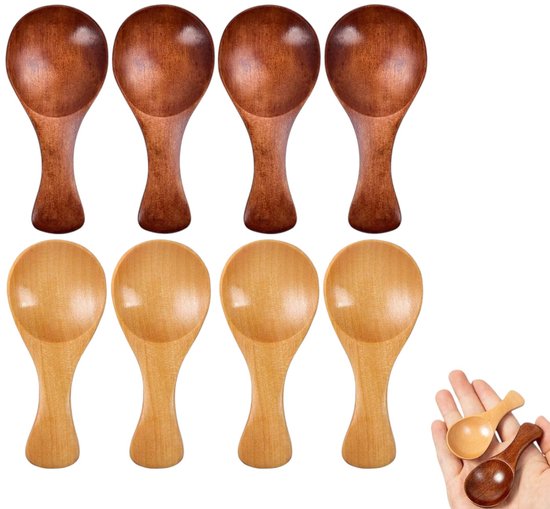 8 Teiliges Dessertlöffel Set Aus Holz Mini Eislöffel Honiglöffel Kräuterlöffel Kleiner Marmeladenlöffel Rührlöffel Kaffeelöffel (8 X 3,5 Cm)