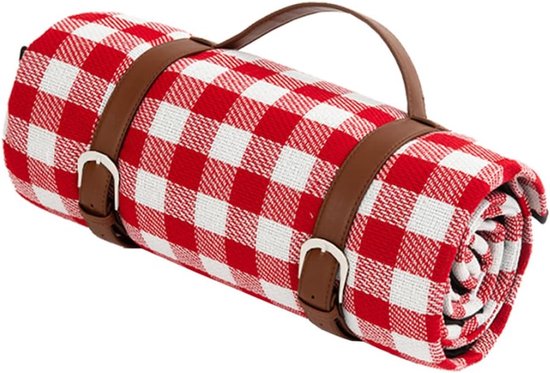 Picknickdecke / Schachbrettspielmatte 200 X 150 Cm Für Reisen Und Camping, Rot Weiß Kariert, Picknickdecke