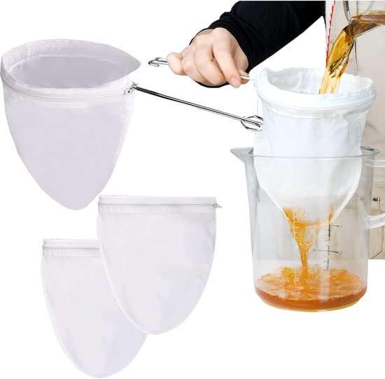 3 Teiliger Filterbeutel Mit 1 Stahlring Waschbares Filtertuch Wiederverwendbarer Filterbeutel Baumwollfilterbeutel Für Saft, Milch, Kaffee, Nussm