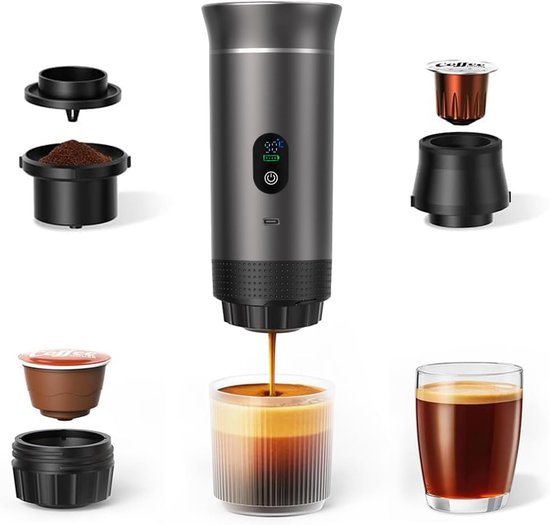 Tragbare 3-in-1-espressomaschine – 20 Bar Selbstheizung – Usb-c-anschluss Und Led-display