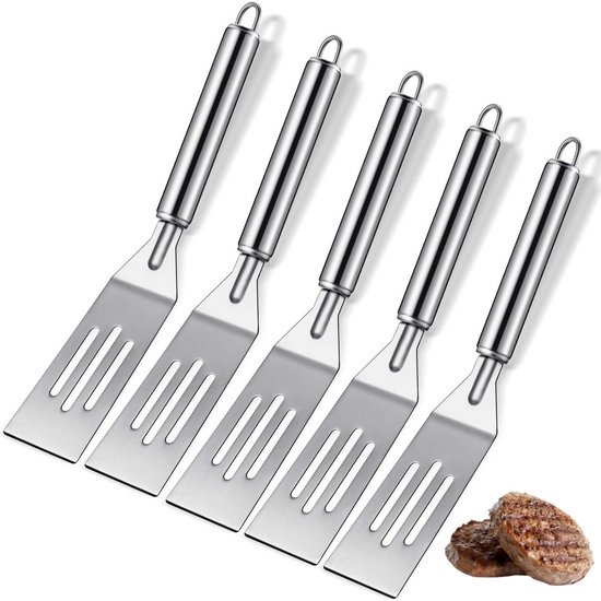 5 Teiliges Set Spatel Kleiner Edelstahlspatel Massive Klinge Gebogener Griff Perforierter Griff Spülmaschinenfest Für Brownies, Kekse, Eier Und P