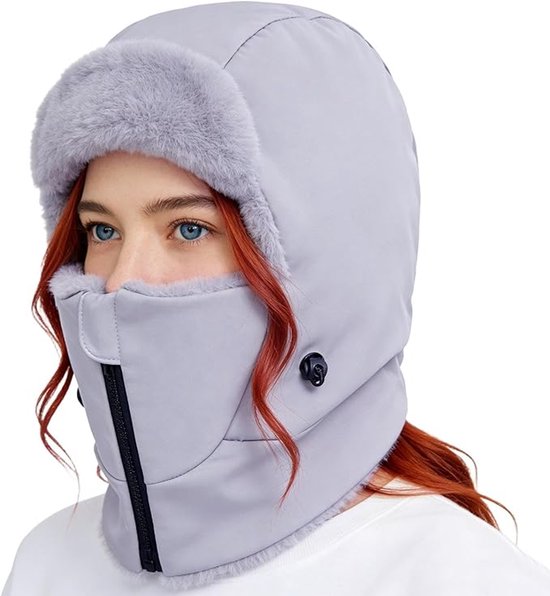 Mütze Gesichtsmaske Warme Maske Beanie Mit Schal Winddichter Gehör Und Nackenschutz Beanie, Zum Skifahren Bei Kaltem Wetter Und Schneemobilfahren
