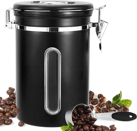 Dailygoods Kaffeedose Luftdichter Kaffeebehälter Edelstahl 1,8 Liter Kaffeebohnenhalter Für Qualitätsbewusste Kaffeeliebhaber Z...