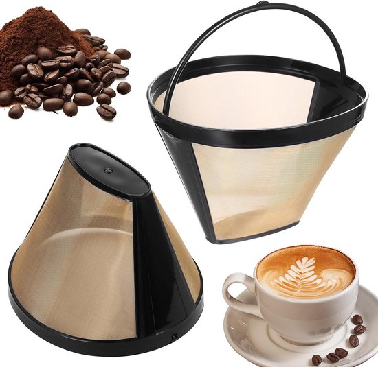 Wiederverwendbarer Kaffeefilter – 2 Stück – Edelstahl Und Kunststoff – Für 8–12 Tassen – Geeignet Für Die Meisten Kaffeemaschinen
