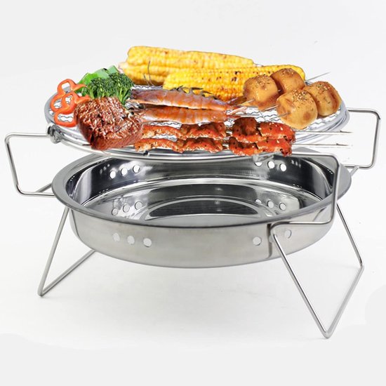 Zusammenklappbarer Grill Kompakter Grill Grillen Im Freien Edelstahl 22 X 14 Cm Silberfarben
