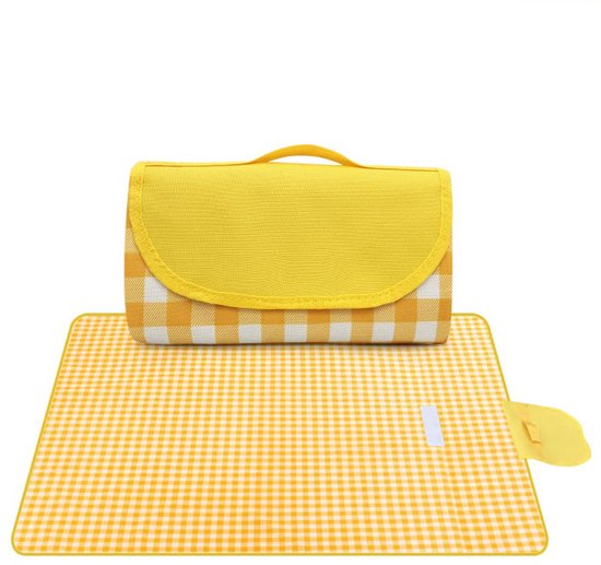 Picknickdecke Campingdecke Outdoor Teppich Wasserabweisende Unterseite 200 X 200 Cm Gelb Weiß