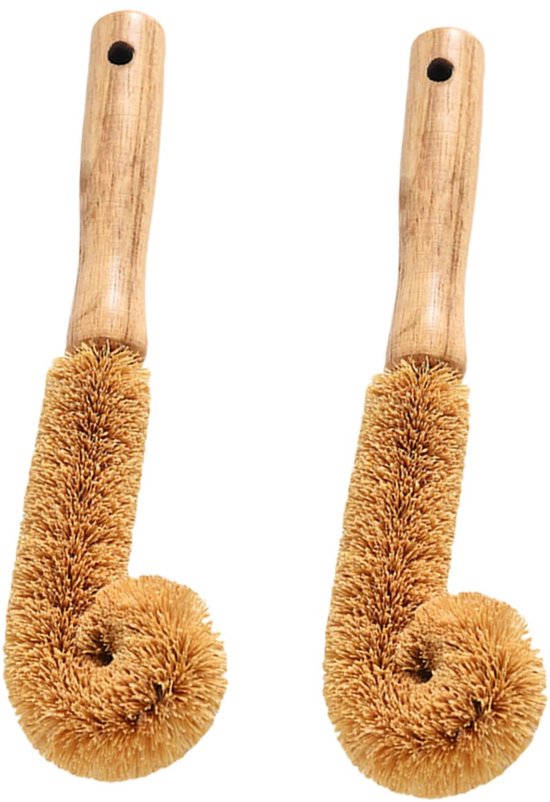 Multifunktionale Reinigungsbürste Aus Palmholz, 23 X 5,5 Cm, Bürsten Für Wasserflaschen Und Babyflaschen, Gebogene Weinbürste, 2 Stück, Für Den H