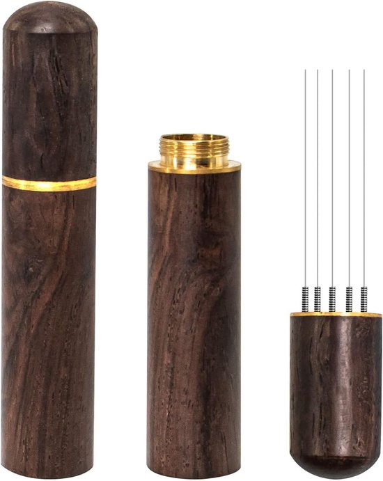 Espressorührer, 5-polig, 0,4 Mm, Espressokanne Mit Griff Und Ständer Aus Naturholz (ebenholz)