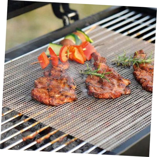 3 Teiliges Set Antihaftbeschichteter Grillmatten Aus Ptfe (40 X 33 Cm), Hitzebeständig, Für Gemüse, Fleisch Und Fisch.