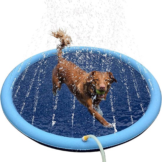 Hundepool Ø 100 Cm Faltbar Wasserspielzeug Mit Sprinklerfunktion Abkühlung Für Hunde Pool Rutschfest Hundedusche Bad Wasserbrunnen