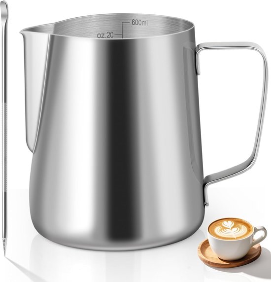 600-ml-milchkännchen Aus Edelstahl Für Caf Au Lait Und Cappuccino Edelstahlbecher Mit Messmarkierungen Milchkännchen Zur Zubereitung Von Für