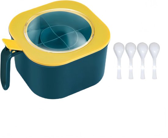 Gewürzbox Mit Deckel Pp 4 Fächer Gewürzgläser Mit Griff Für Die Heimische Küche Für Salz, Zucker, Pfefferpulver Auslaufsicher Leicht Zu Reinigen