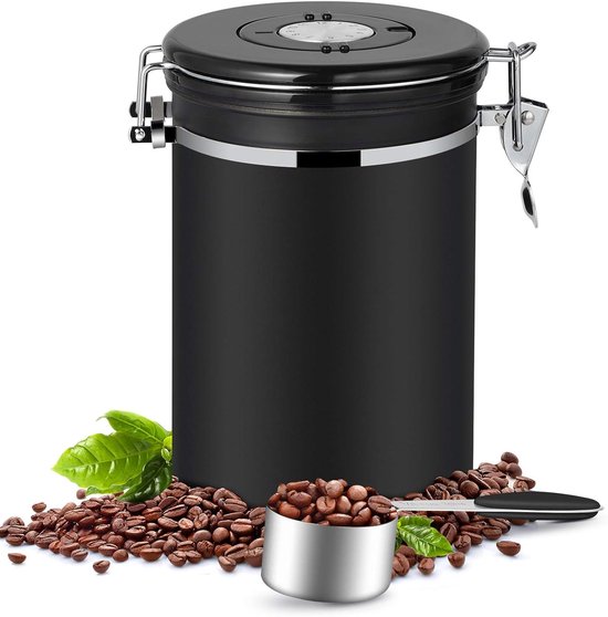 2,8 Liter Kaffeedose Mit Löffel Aus Edelstahl 304 Luftdichter Behälter Für Kaffeebohnen, Kaffeepulver Und Trockenwaren Aufbewahrungsbehälter Mit