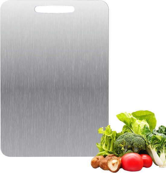 Doppelseitiges Schneidebrett Aus Edelstahl Bpa Frei Leicht Zu Reinigen Küchenutensil Für Küche, Zum Schneiden Von Fleisch, Gemüse Und Obst (34 X