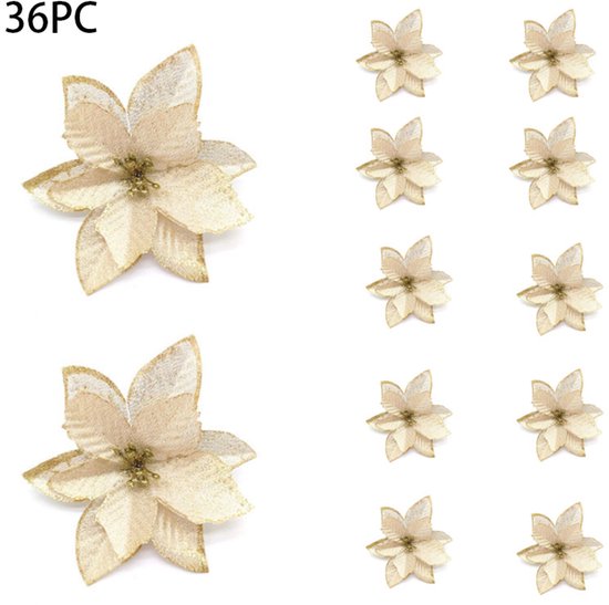 36 Teiliges Weihnachtsstern Glitzer Set Weihnachtssternblume Weihnachtsstern Ornament Weihnachtsblumenfigur Weihnachtsbaumschmuck Für Weihnachtsb