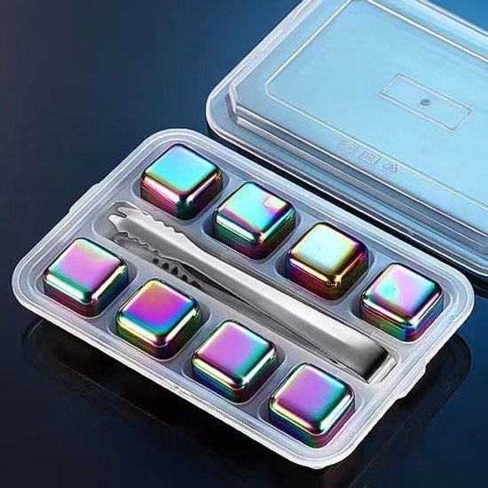 Metall-eiswürfel 8er-set Wiederverwendbare Edelstahl-eissteine Für Whisky Geeignet Für Scotch Whisky Und Bourbon Geschenkset Für Männer Ideal Für