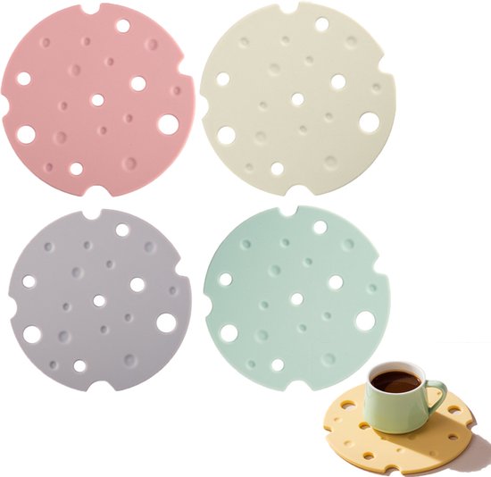 Runde Platzsets 4 Stück Käseförmiges Design Rutschfest Und Griffig Zum Aufhängen Wasserabweisender Untersetzer Platzset Kann Auch Als Topflappen