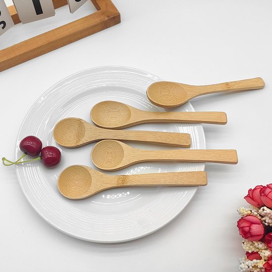 Set Mit 5 Kleinen Bambuslöffeln Multifunktional Für Honig, Tee, Kaffee, Eiscreme Und Suppe