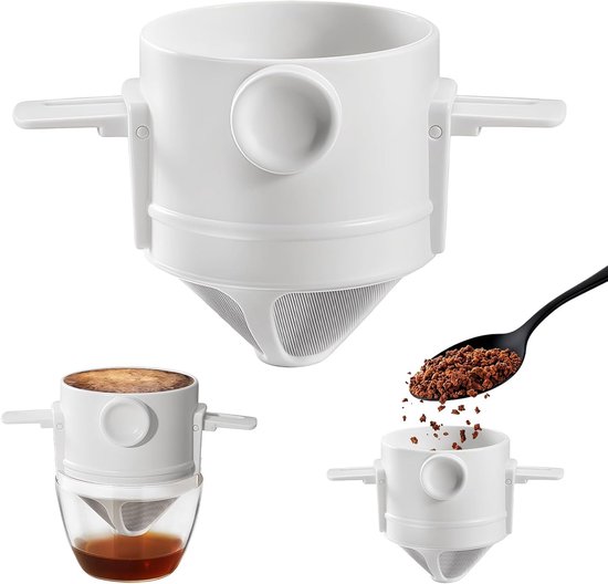 Kaffeefilter, Wiederverwendbar, Tragbar, Edelstahl, Papierlos, Permanentfilter Für Zuhause, Büro, Reisen, Camping, Manuelle Kaffeezubereitung