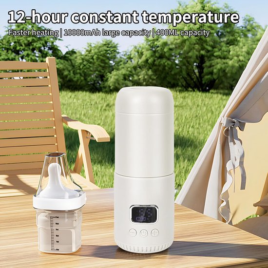 Kabelloser, Tragbarer Flaschenwärmer, 400 Ml Flaschenwärmer, Einstellbare Temperatur Von 37 °c Bis 55 °c, Für Reisen