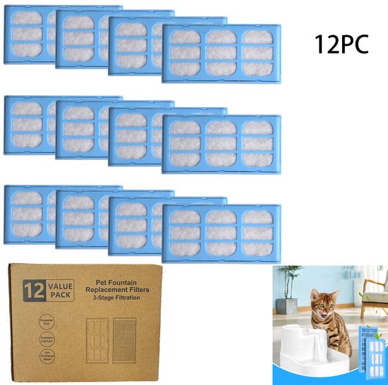 12 Teiliges Set Cat Mate Trinkbrunnenfilter Haustier Trinkbrunnenfilter Ersatz Kohlefilter Kompatibel Mit Katzenbrunnen Filterkartusche Für Haust