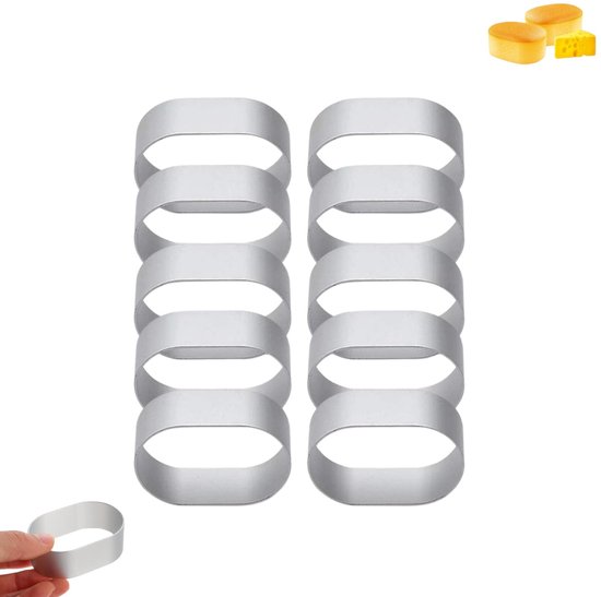 10 Teiliges Set Ovale Mini Kuchenform Edelstahl Käsekuchenform Mini Kuchenform Antihaft Gebäckring Mousse Kuchenringform Joghurt Mousse Ringform