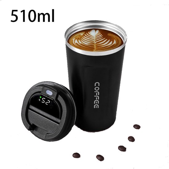 Isolierter Kaffeebecher Isolierte Tasse Tragbarer Kaffeebecher Mit Thermometer Reisebecher 510 Ml Vakuumisolierter Becher Unisex Reisebecher Für