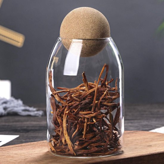 Glasbehälter, Kugelförmige Korkbehälter, Verschließbare Küchenbehälter Mit Deckel, Borosilikatglas, Transparente Glasflaschen Für Tee, Kaffeebohn