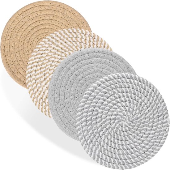 Hitzebeständige Untersetzer (18 Cm), Topfuntersetzer, Telleruntersetzer Für Arbeitsplatte Und Tisch, Wohnaccessoires Verschiedene Brauntöne
