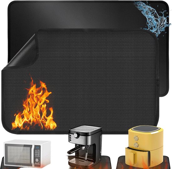 2x Hitzebeständige Schutzmatten 60x40 Cm Rutschfeste Untersetzer Für Heißluftfritteuse, Backofen, Kaffeemaschine & Mikrowelle Robuste Küchenmatte