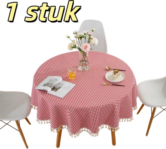 1 Stück Runde Tischdecke Mit Quasten Runde Tischdecke Aus Baumwolle Und Leinen Schlichte Tischdecke Für Partys, Feiertage, Küche, Garten, Picknic