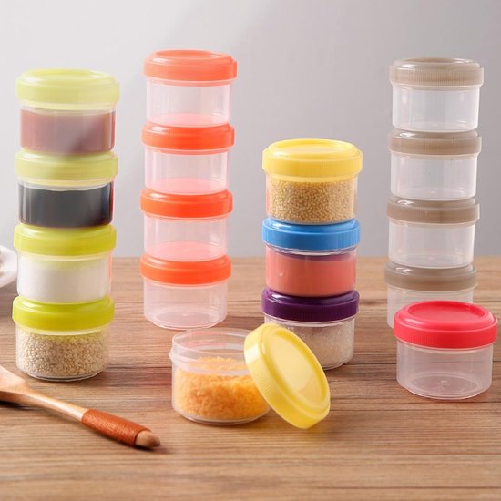Mini-lebensmittelbehälter-set, 4 Kleine Behälter Mit Deckel - Geeignet Für Joghurt, Soßen Usw. - 4 Stück (mehrfarbig, 3,5 Cm)