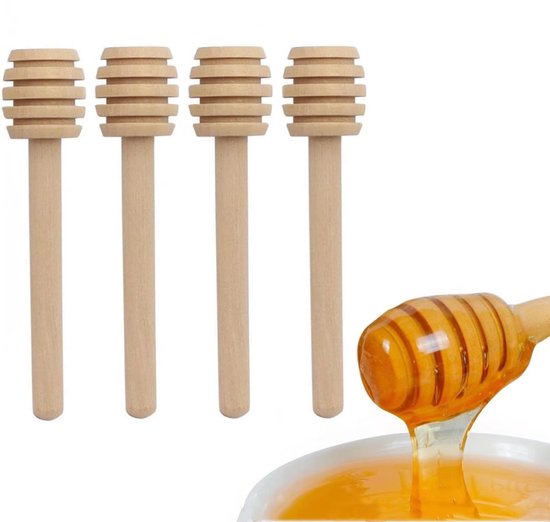 4 Teiliges Honiglöffel Set Honiglöffelstiel Aus Holz 7,6 Cm Wabenform Honigstab Zum Sammeln, Dosieren Und Einkochen Von Honig Honigrührer Honigtr