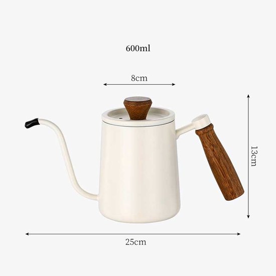 Kaffeekanne Teekanne Filterkaffeekessel Mit Schwanenhals Wasserkocher Mit Schwanenhals 600 Ml Tropfkessel Geeignet Für Kaffee Und Tee Kompatibel Weiß
