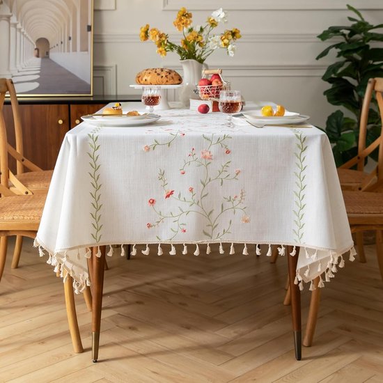 Wachstuch Tischdecke Wasserabweisend Waschbar 140 X 180 Cm Blumenstickerei