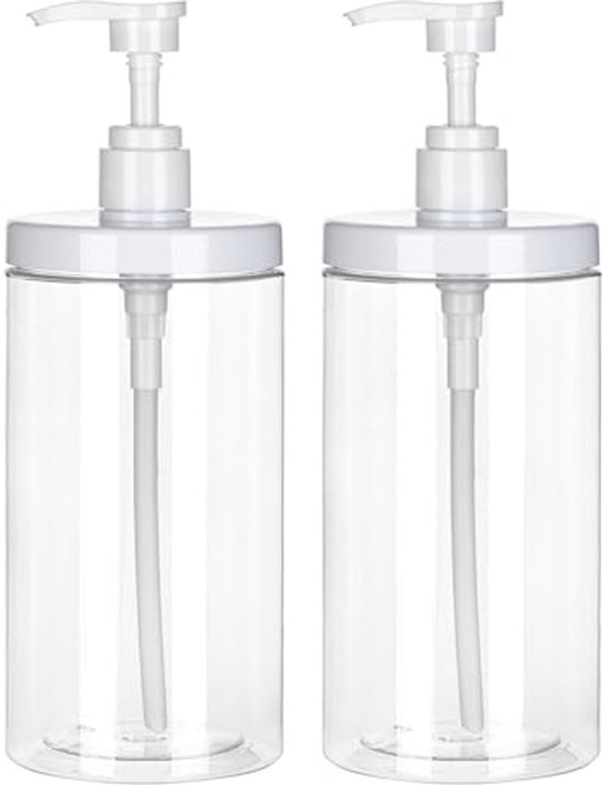 Nachfüllbarer Pumpspender, 2er Packung À 1000 Ml (33,8 Oz) Für Klare Seife Und Desinfektionsmittel, Mit Großer Öffnung, Für Shampoos Und Duschgel