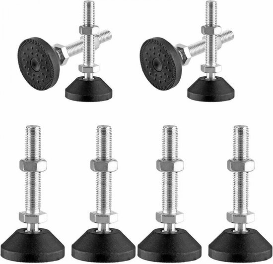 8 Stück Verstellbare Füße Möbelfüße Bodenschutz 40 Mm M8 X 50 Mm Schwarz Und Silber Edelstahl Rutschfeste Gummibasis Tragkraft 300 Kg Verstellbar