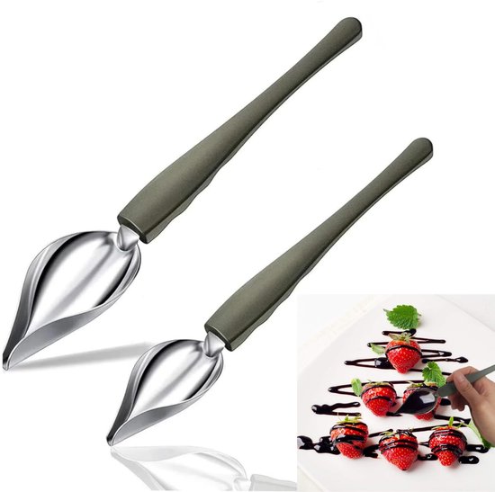 2 Teiliges Set Löffel Mit Kulinarischen Schildern Zur Dekoration Schokoladenlöffel Saucenlöffel Aus Edelstahl Küchenutensilien