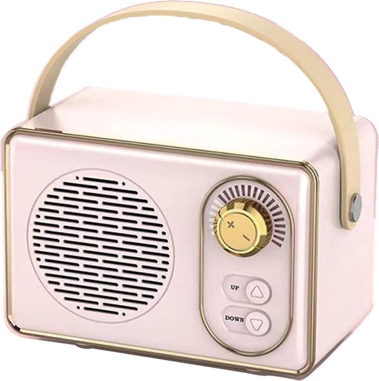 Hochwertiger Retro-bluetooth-lautsprecher – Bluetooth-lautsprecher – Mit Extrem Langer Akkulaufzeit – Pink