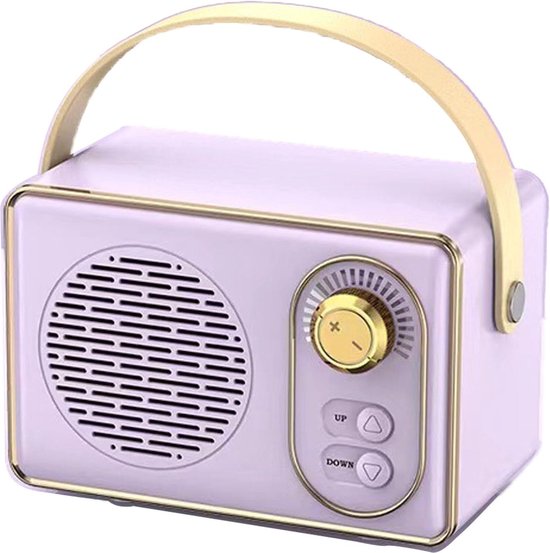 Hochwertiger Retro-bluetooth-lautsprecher – Bluetooth-lautsprecher – Mit Extrem Langer Akkulaufzeit – Lila