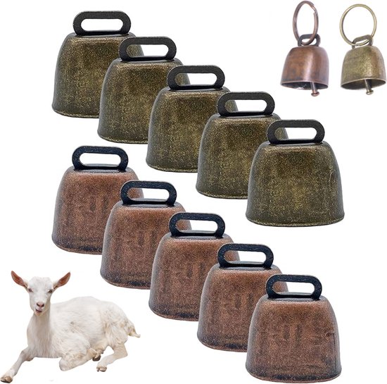 Kuhglocke 10 Stück Mit Aufhängering Kleine Kuhglocken 65 X 35 Mm Weideglocke Metallglocken Kleine Metall Kuhglocken Für Rinder, Schafe, Hunde Und