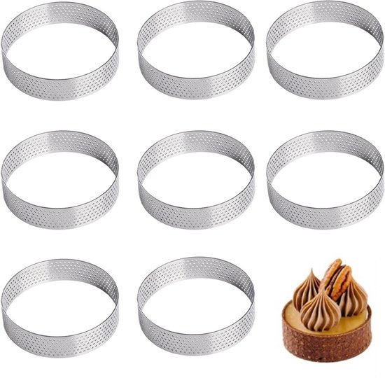 8 Dessertringe 8 Cm Tarteringe Blätterteigringe Kuchenringe Backringe Dessertringe Mit Löchern Dessertringe Aus Edelstahl Form Zum Backen Und Zub