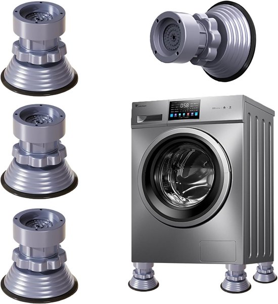 Vibrationsdämpfer Für Waschmaschinen Und Trockner 4-teilig Basismatte 8 5 12 Cm Verstellbare Vibrationsdämpferpads Anti-rutsch-stopper Für Grau 8,5
