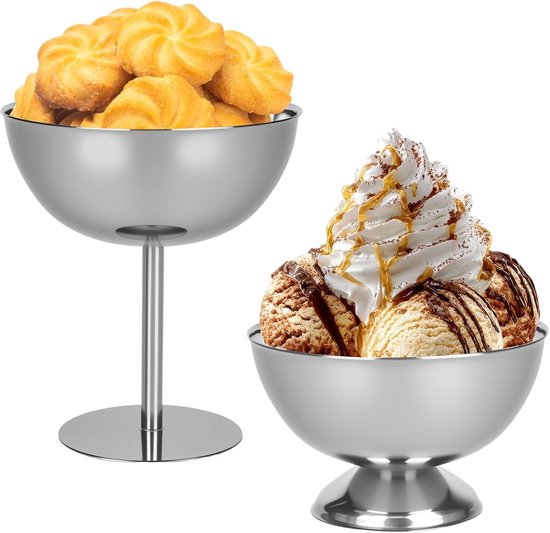 X 180 Ml Edelstahl Dessertschalen Mit Boden, Dessertgläser, Eisbecher, Dessertschalen, Für Obst, Salat, Joghurt Und Fruchtpudding