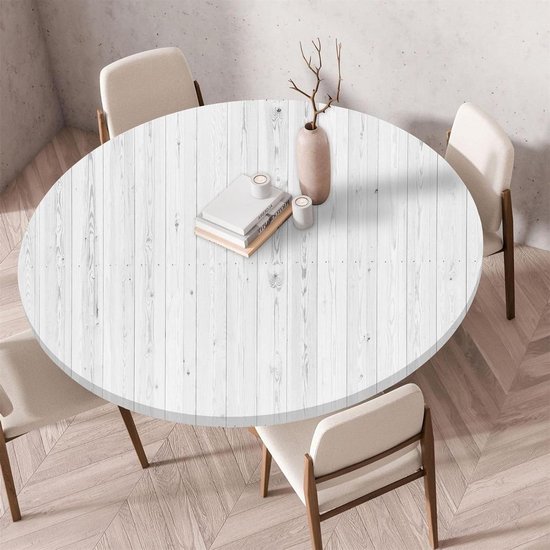 Runde Tischdecke Mit Gummizug, Gefaltet, 3d Gedruckt, Waschbar, Für Drinnen Und Draußen, Für Küche, Esszimmer, Picknicktische, 60 Cm, Weiß