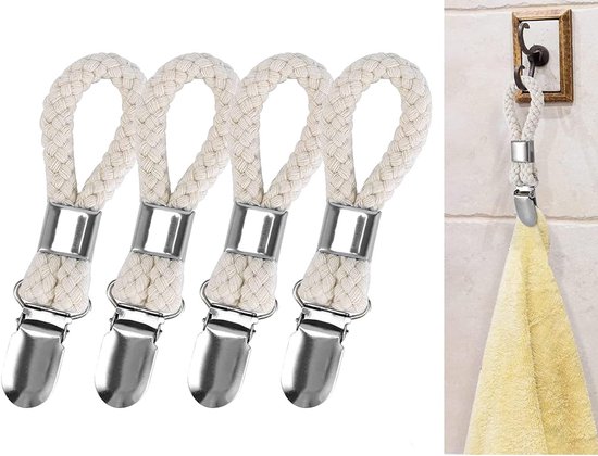 4-teiliges Handtuchclip-set, Küchenhandtuchclips, Geschirrtuchhaken, Badezimmer- Und Küchenhandtuchhalter (cremeweiß)