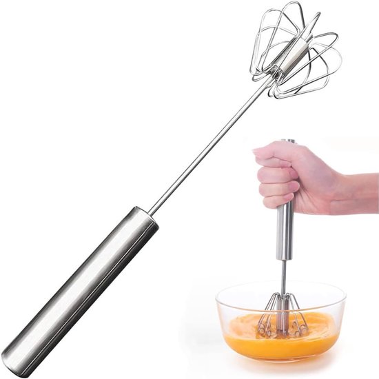 Schneebesen Halbautomatischer, Manueller Schneebesen Aus Edelstahl Handmixer Rotations Schneebesen Zum Backen, Schlagen Und Mischen Von Milch Ede