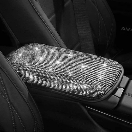 Diamantförmige Mittelkonsolenverkleidung Mit Glänzendem Armlehnenkissen Aus Kristallstrass Für Damen.