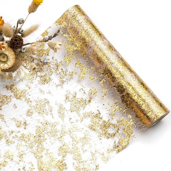 Goldener Tischläufer Glitzernder, Metallisch Goldener Tischläufer Aus Netzgewebe Auf Einer Rolle Tischdekoration Für Hochzeiten, Geburtstage, Ban